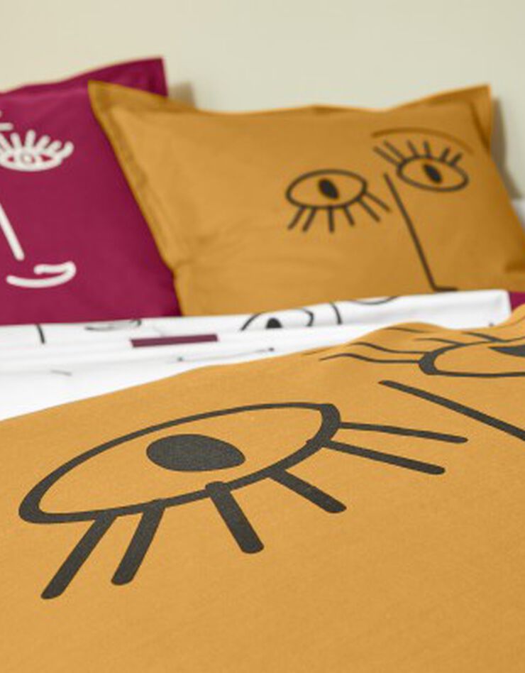 Linge de lit Vitaly coton à motifs visages, blanc Linge de lit Vitaly coton à motifs visages, blanc, hi-res image number 6