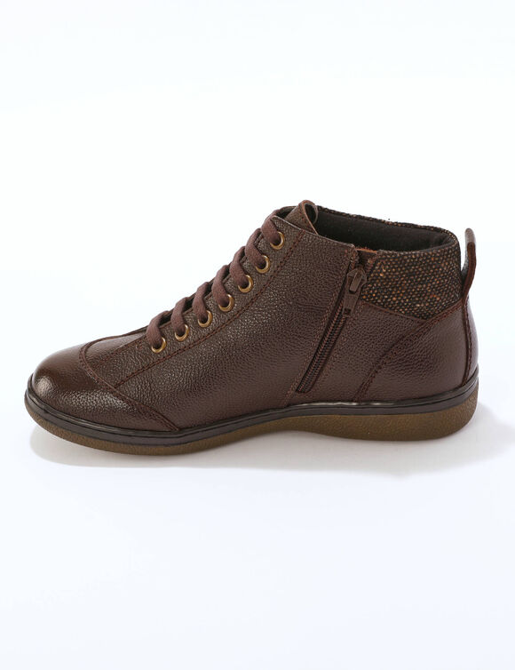 Boots détente lacées et zippées en cuir  (chocolat)