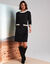 Tweekleurige jurk, milanotricot (zwart / ecru)