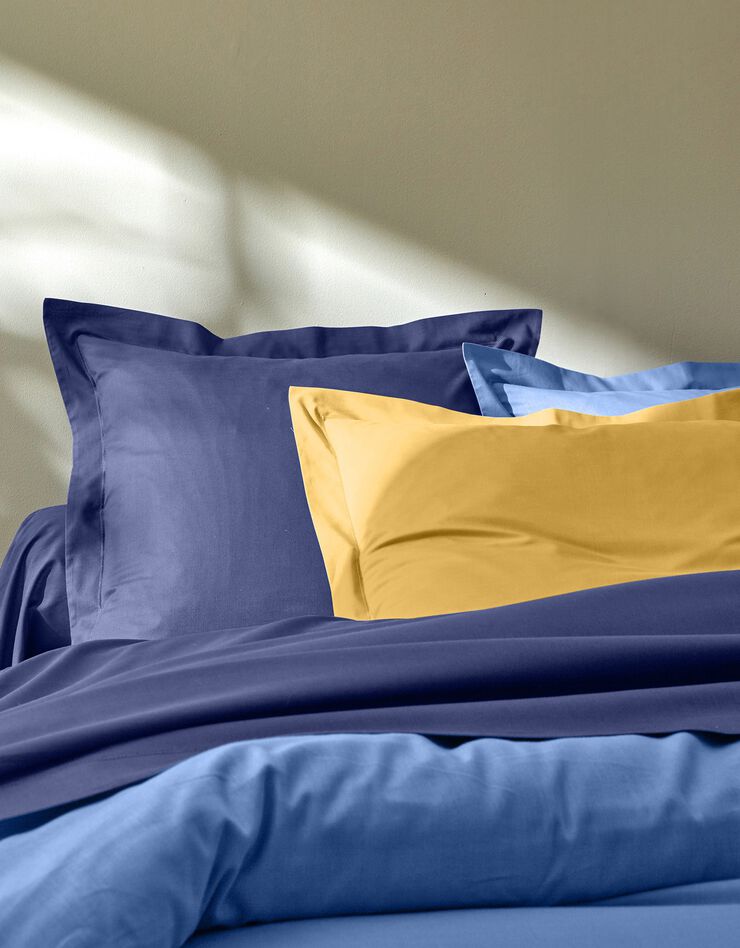 Linge de lit uni coton (marine)