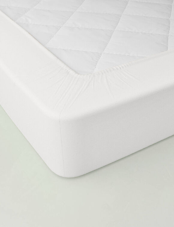 Drap-housse uni jersey 130g/m&sup2; - bonnet 40 cm (blanc)
