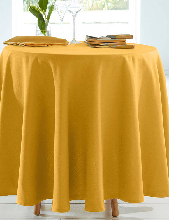 Tafellaken met linnenaspect (kerrie)