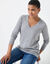 Pull col V, toucher doux (gris chin&eacute;)