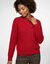 Pull &agrave; col asym&eacute;trique en maille anglaise, tricot fantaisie (rouge)