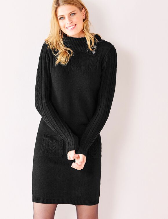 Robe pull maille torsadée (noir)