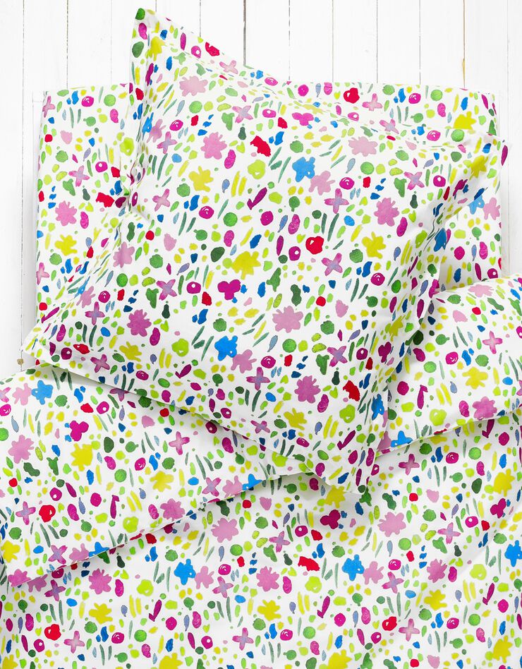 Bedlinnen voor kinderen Aquarelle - katoen met bloemenprint (wit)