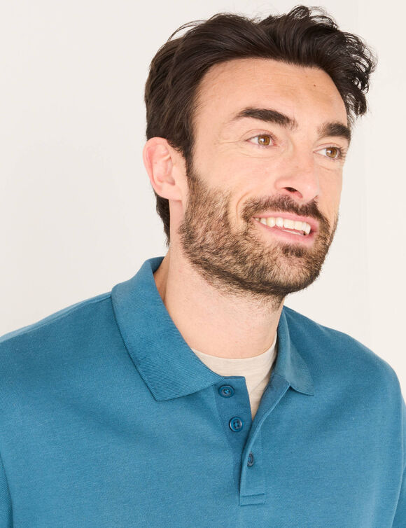 Sweat molleton col polo (bleu pétrole)
