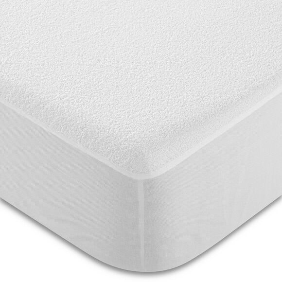 Protège-matelas éponge bouclette imperméable 1er prix (blanc)