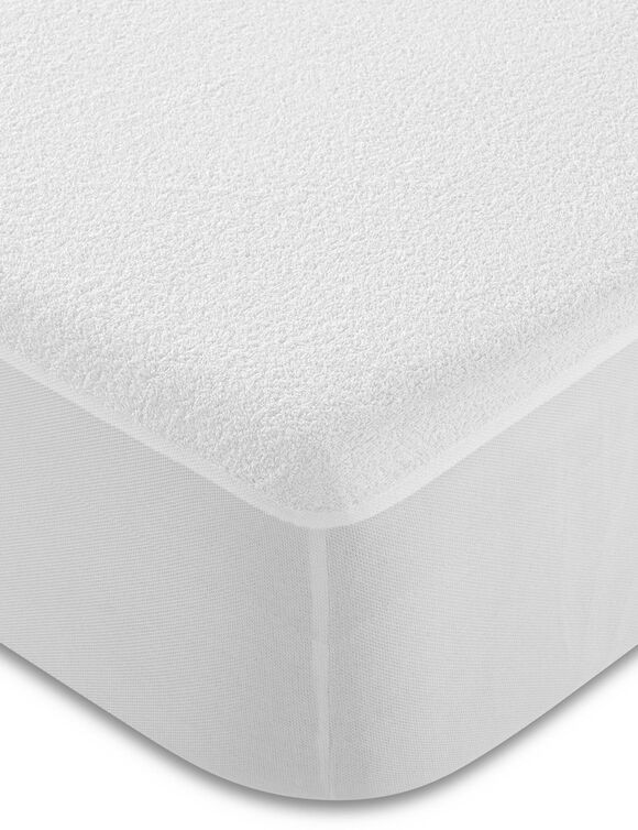 Protège-matelas éponge bouclette imperméable 1er prix (blanc)