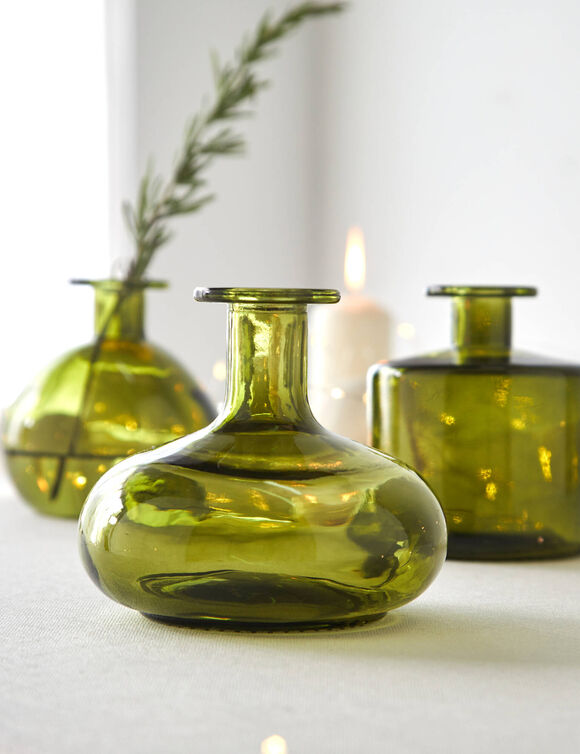 Glazen vaasje - set van 3 (groen)