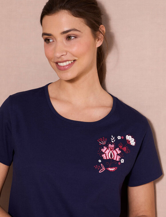 Pyjamashirt met korte mouwen (marine)