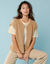Mouwloos vest in harig tricot, kleine lengtes (beige)