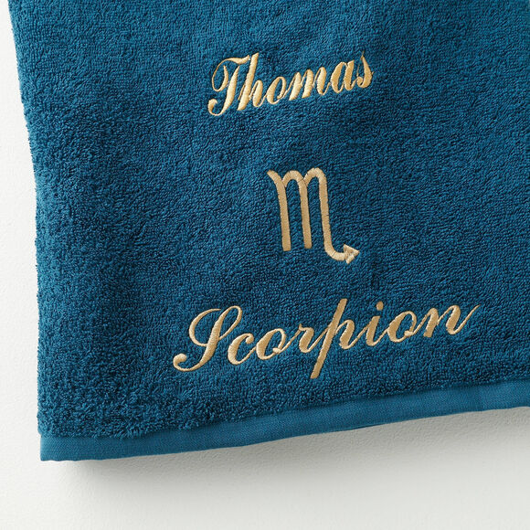 Serviettes de bain SCORPION personnalisable - 420g/m2 (bleu paon)