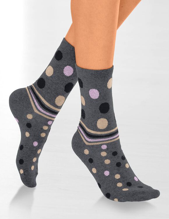 Chaussettes pois et unies - lot de 4 paires (assortis)