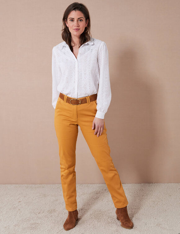 Pantalon chino stretch (curry)