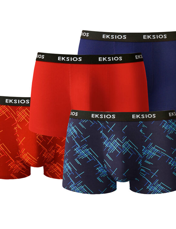 Elastische fantasieshorty - set van 4 (rood + blauw)