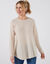 Trui in patenttricot met uitlopend model met zachte touch (ecru)