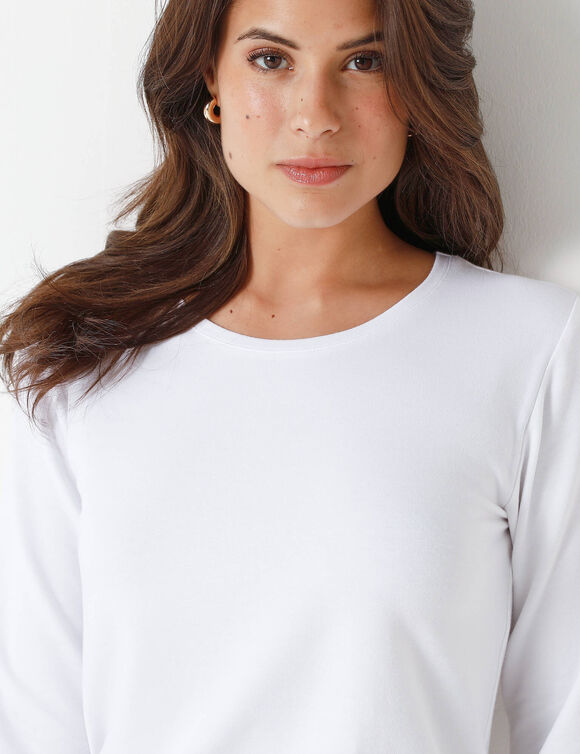 T-shirt chaleur manches longues, col rond (blanc)