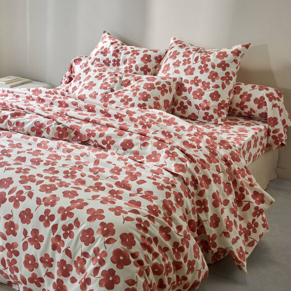 Linge de lit Petunia en flanelle imprim&eacute;e (bois de rose)