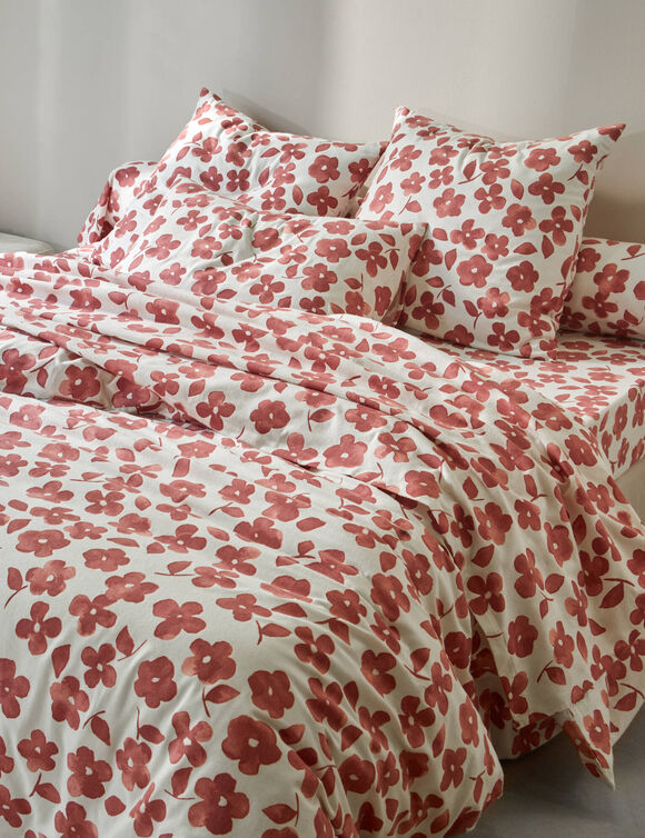 Petunia-beddengoed van bedrukte flanellen stof (rozenhout)