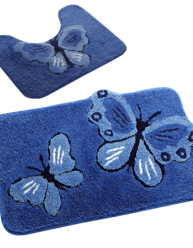Tapis de bain fantaisie Papillons, bleu / bleu dur, hi-res