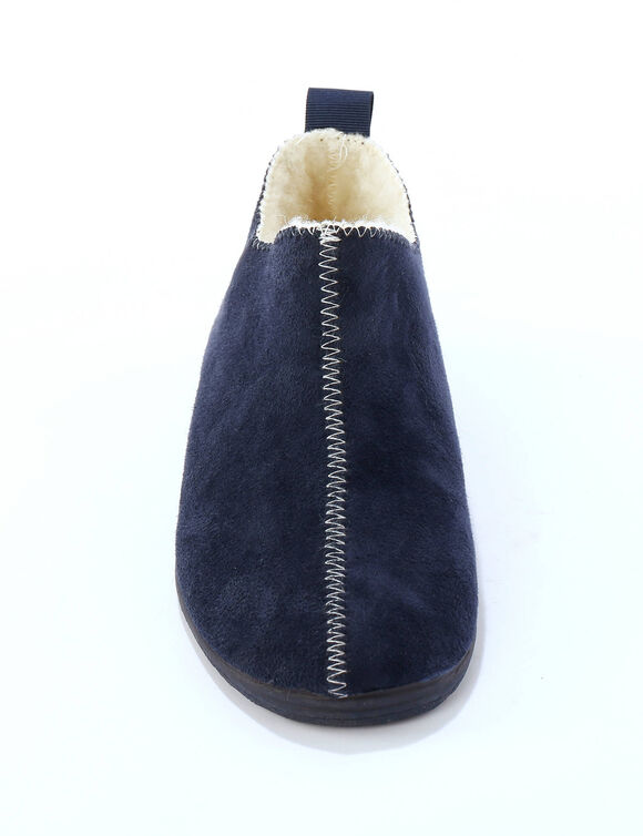 Chaussons bottillons fourrés, suédine (bleu)