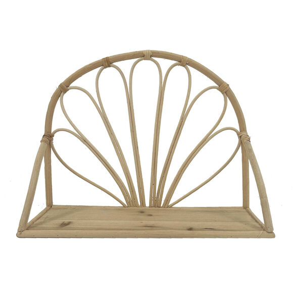 Wandplank met boogvorm in rotan (naturel)