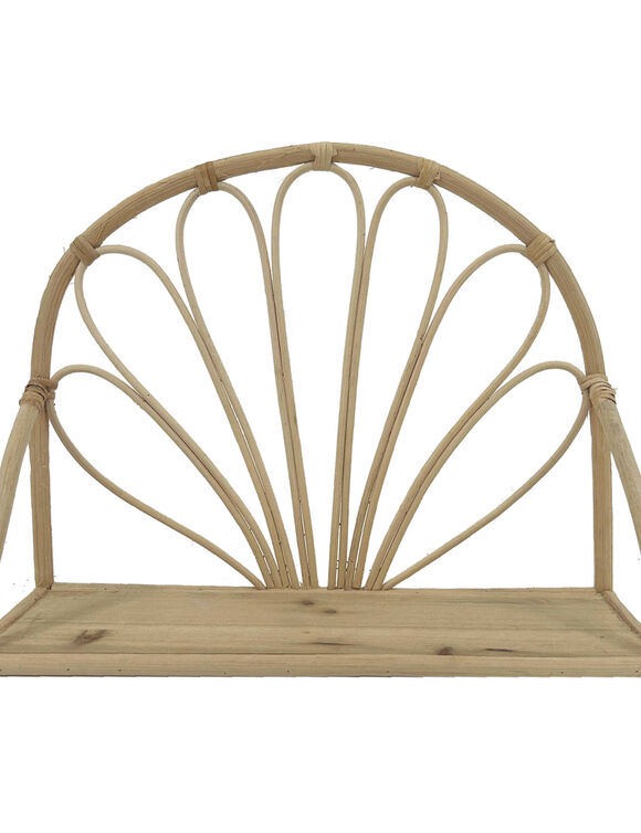 Wandplank met boogvorm in rotan (naturel)