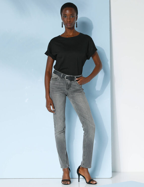 T-shirt "loose" en coton, uni (noir)