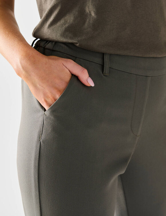 Pantalon 7/8ème fuselé uni (kaki)