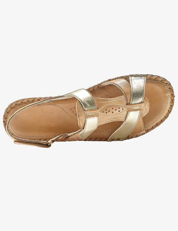 Tweekleurige sandalen in extrasoepel leer (beige)