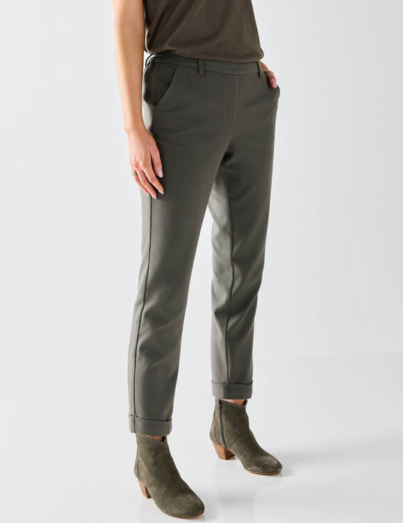 Pantalon 7/8ème fuselé uni (kaki)
