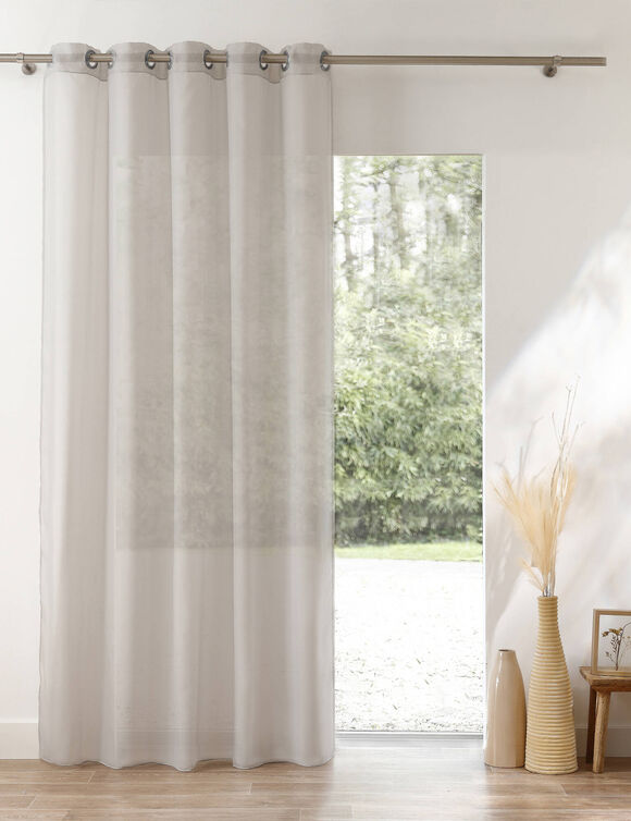 Panneau voile uni finition &oelig;illets (gris perle)