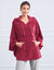 Poncho à capuche, maille polaire toucher peluche (cerise)