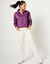 Sweat col montant zipp&eacute; en molleton gratt&eacute; (raisin)