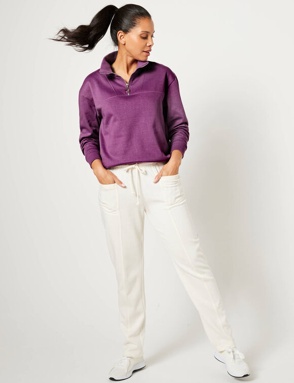 Sweat col montant zipp&eacute; en molleton gratt&eacute; (raisin)