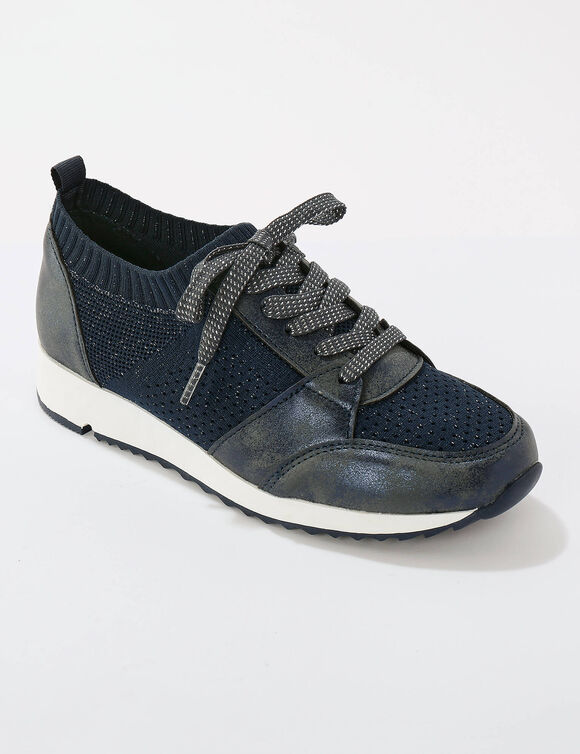 Comfortabele sneakers met fantasietricot (blauw)