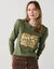T-shirt manches longues, imprim&eacute; brillant (kaki)