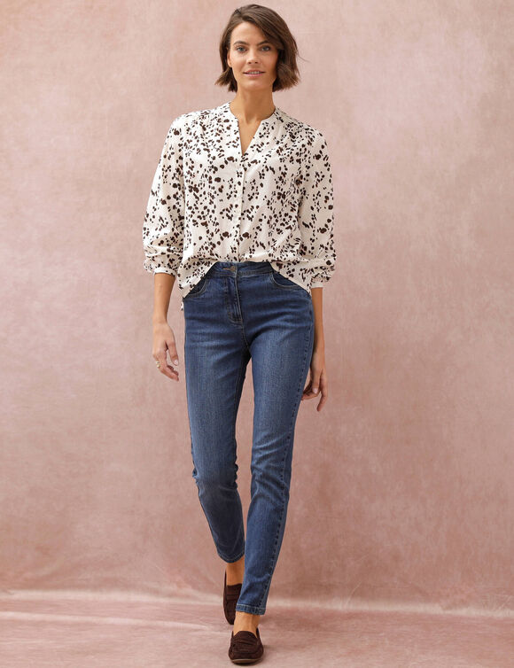 Jean slim taille haute, grande stature (stone)