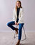 Lang vest, patenttricot met zachte touch (ecru)
