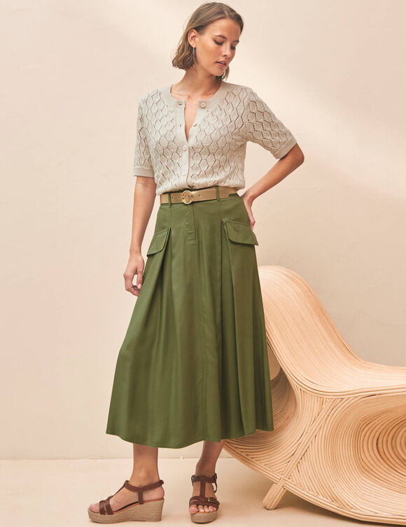 Vest met korte mouwen, ajourtricot (ecru)