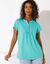 T-shirt met Tunesische hals en broderie anglaise (muntgroen)