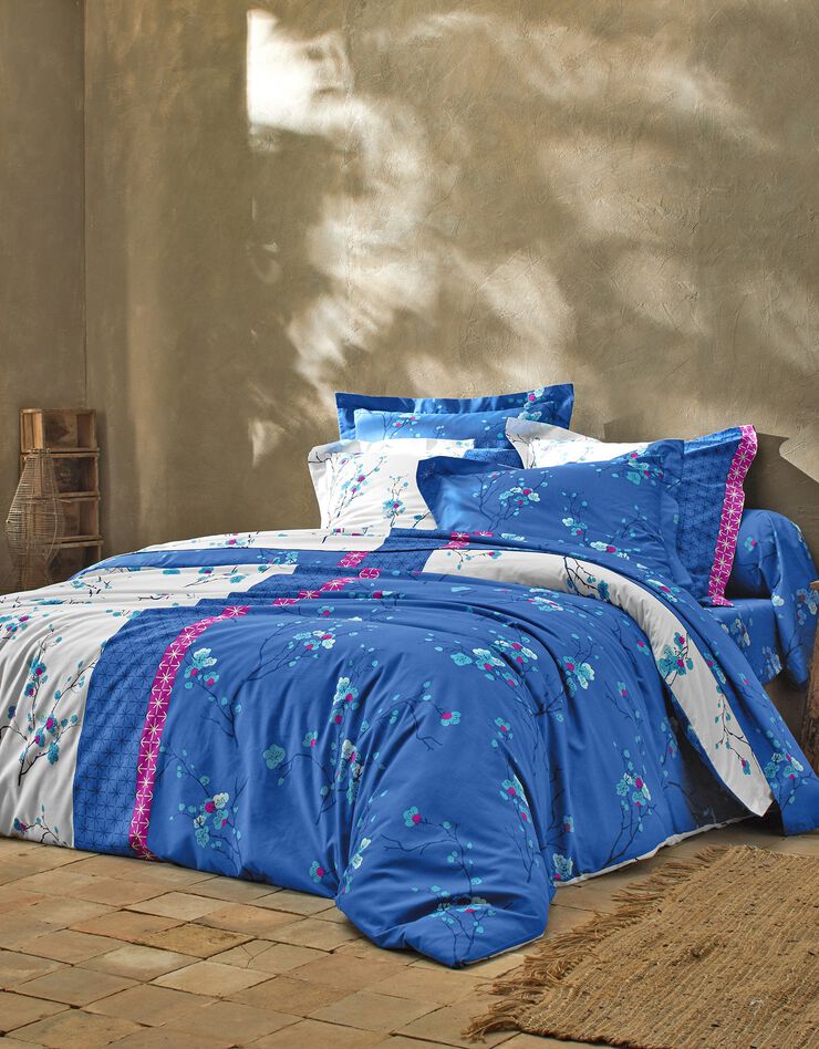 Linge de lit Kimori en polycoton imprimé fleurs de cerisier, bleu Linge de lit Kimori en polycoton imprimé fleurs de cerisier, bleu, hi-res image number 3