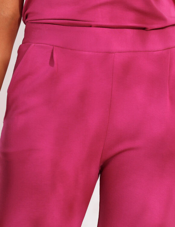 Pantalon fuselé uni, taille élastiquée (violine)
