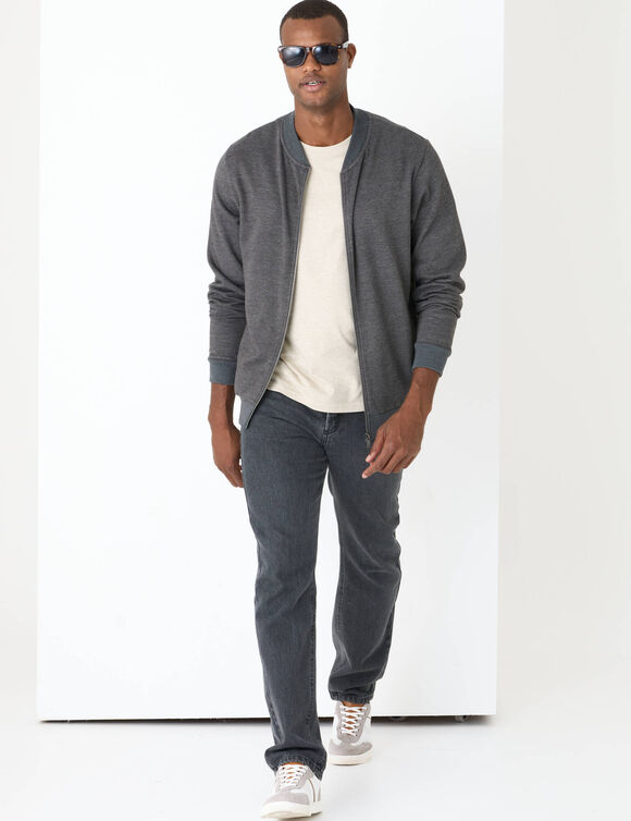 Sweat col bomber enti&egrave;rement zipp&eacute; uni (anthracite chin&eacute;)