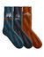 Chaussettes maille côtelée jacquard - lot de 3 paires  (marine + bleu + orange)