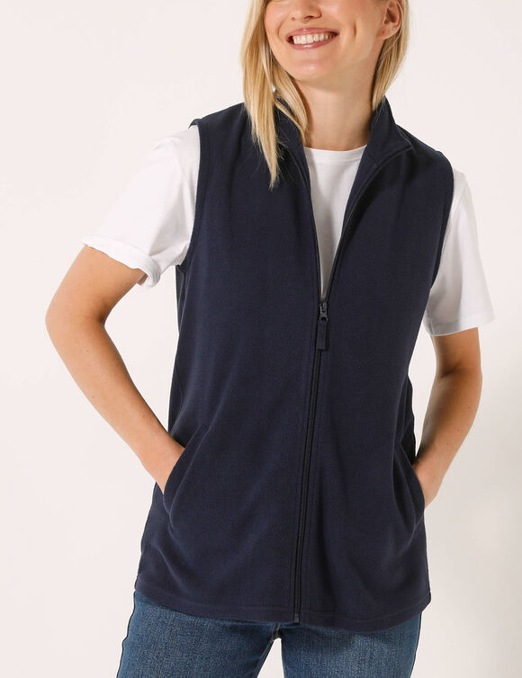 Veste zipp&eacute;e maille polaire, sans manches (marine)