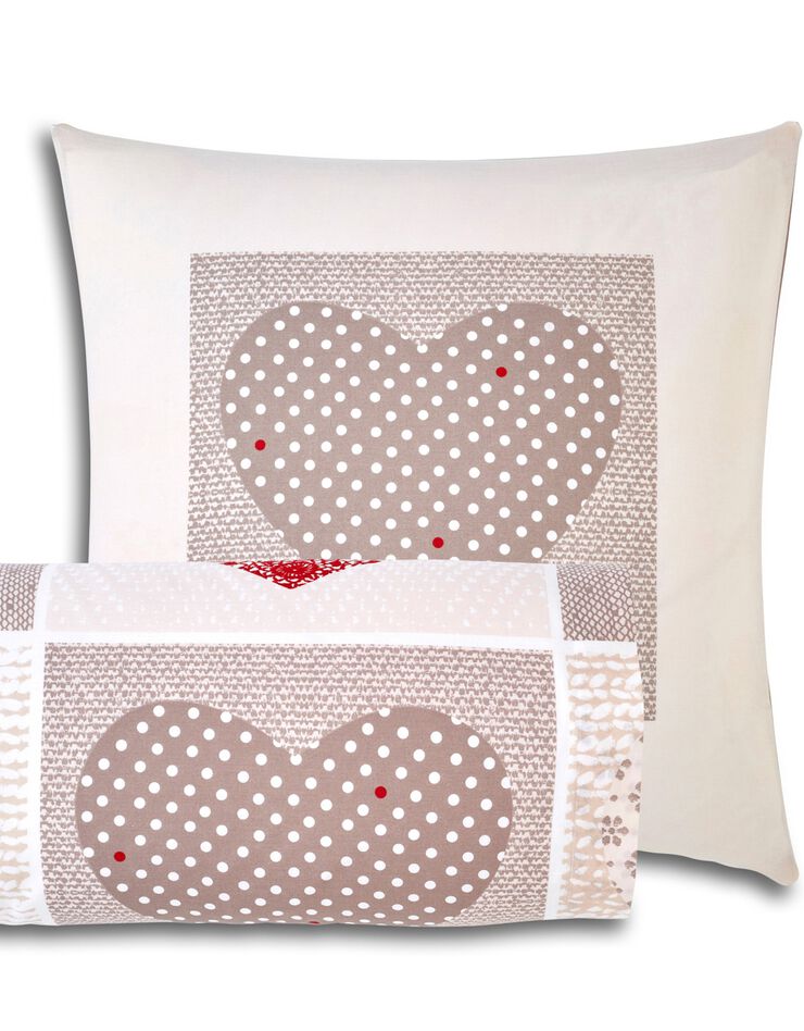 Bedlinnen Lovely in flanel met hartjesprint, taupe / rood, hi-res image number 5