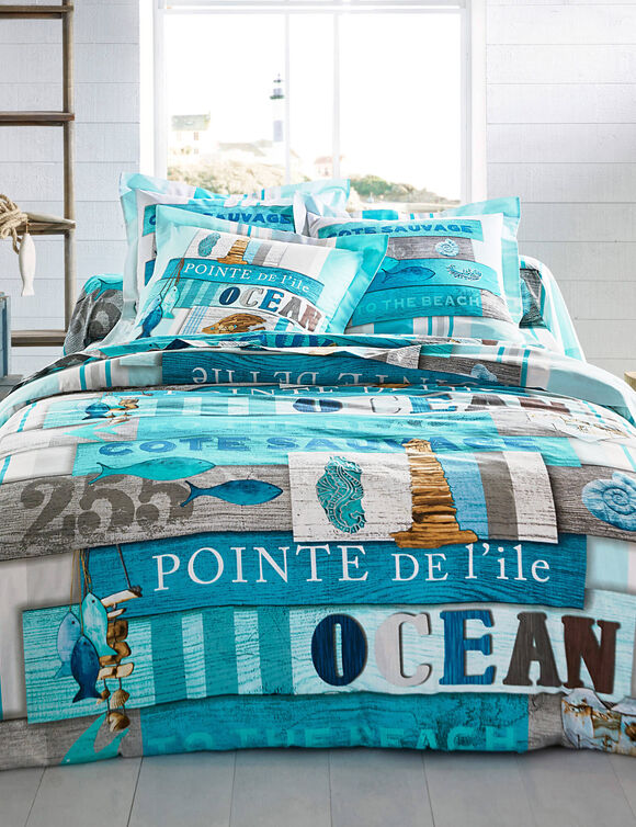 Bedlinnen Océan in katoen (blauw)