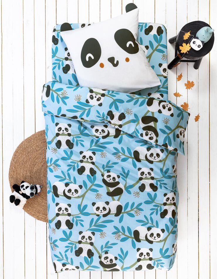 Linge de lit enfant Tao à motifs Panda en coton biologique (ciel)
